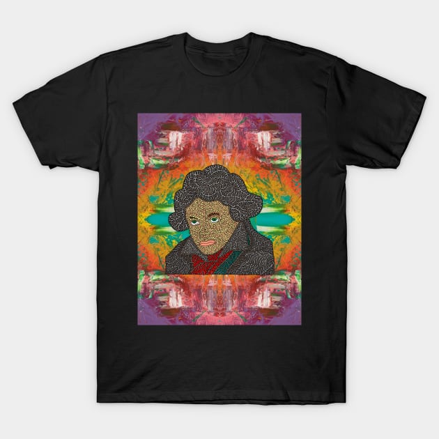 Beethoven Portrait with Abstract Background T-Shirt by NightserFineArts